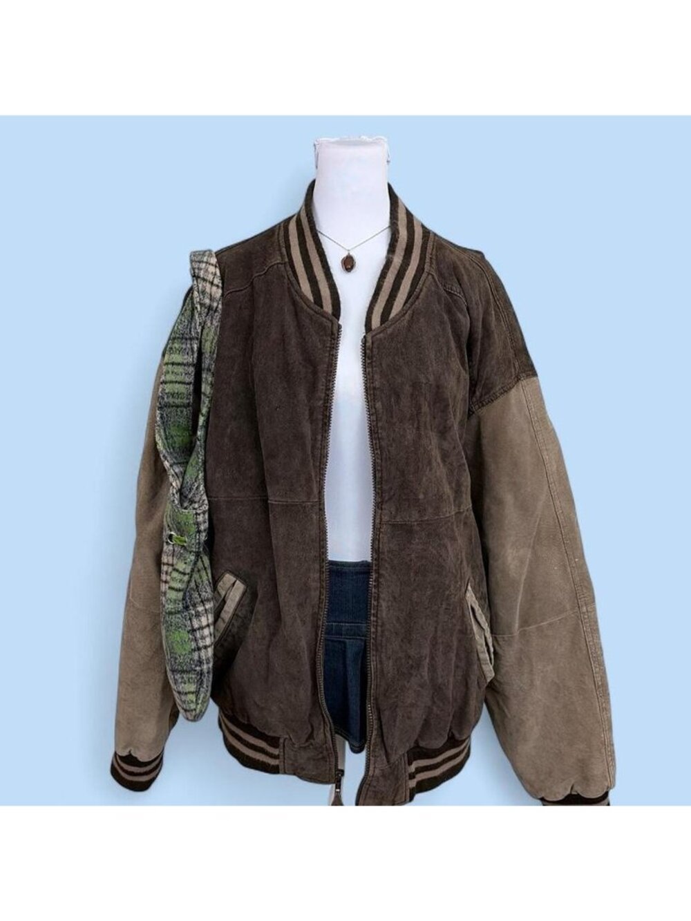 90s brown suede leather bomber jacket
